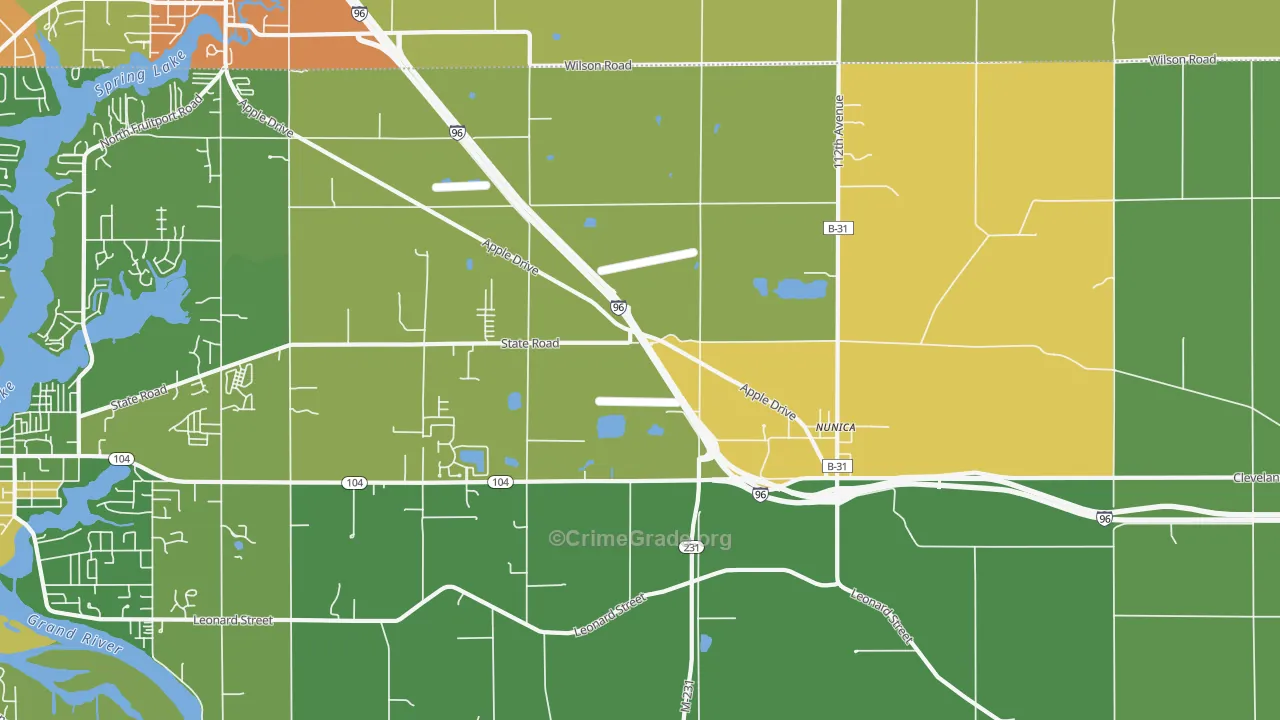 Nunica, MI Map of Assault Rates