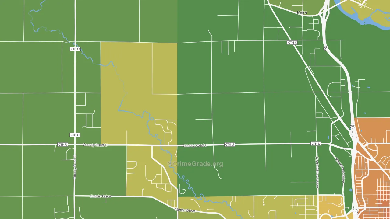 Nutterville, WI Map of Assault Rates