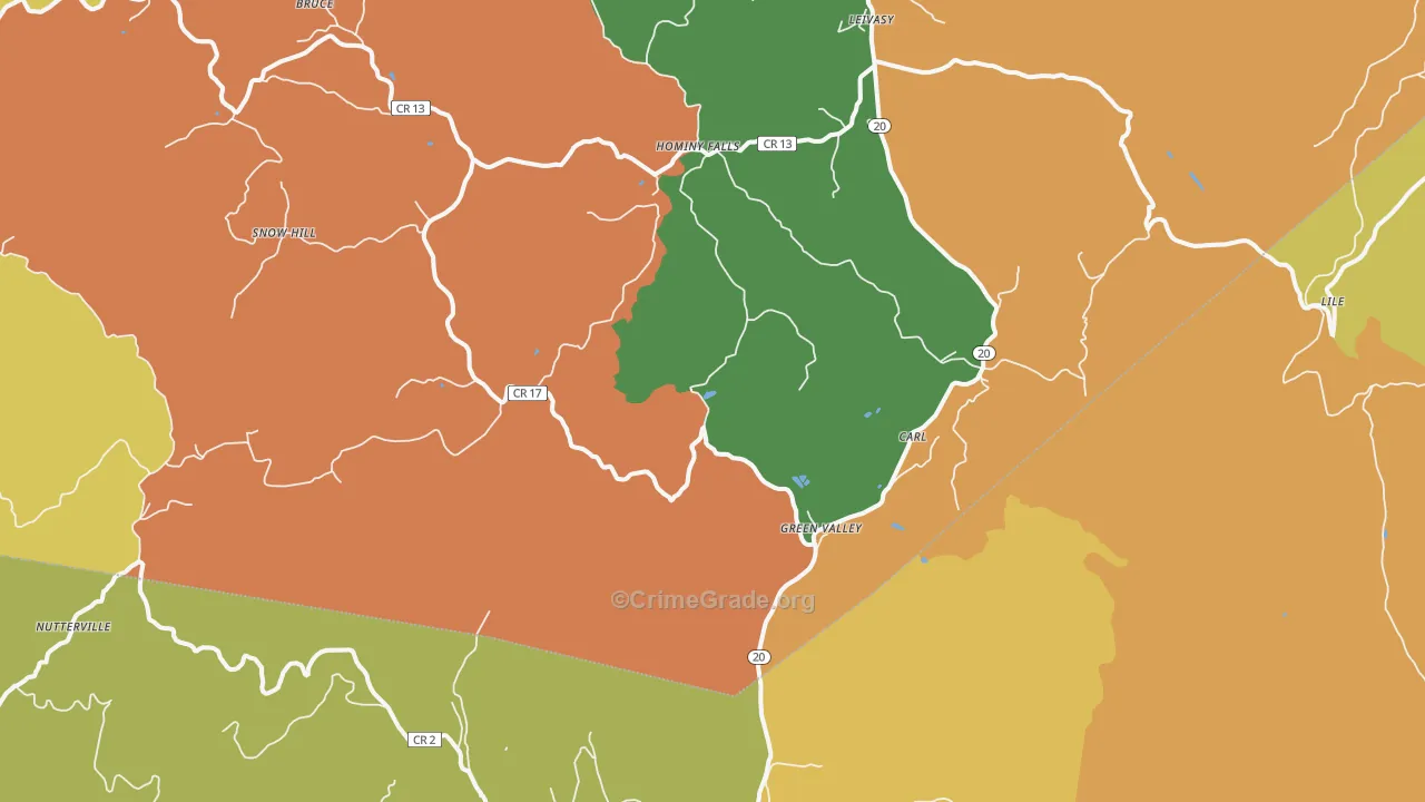 Nutterville, WV Map of Assault Rates