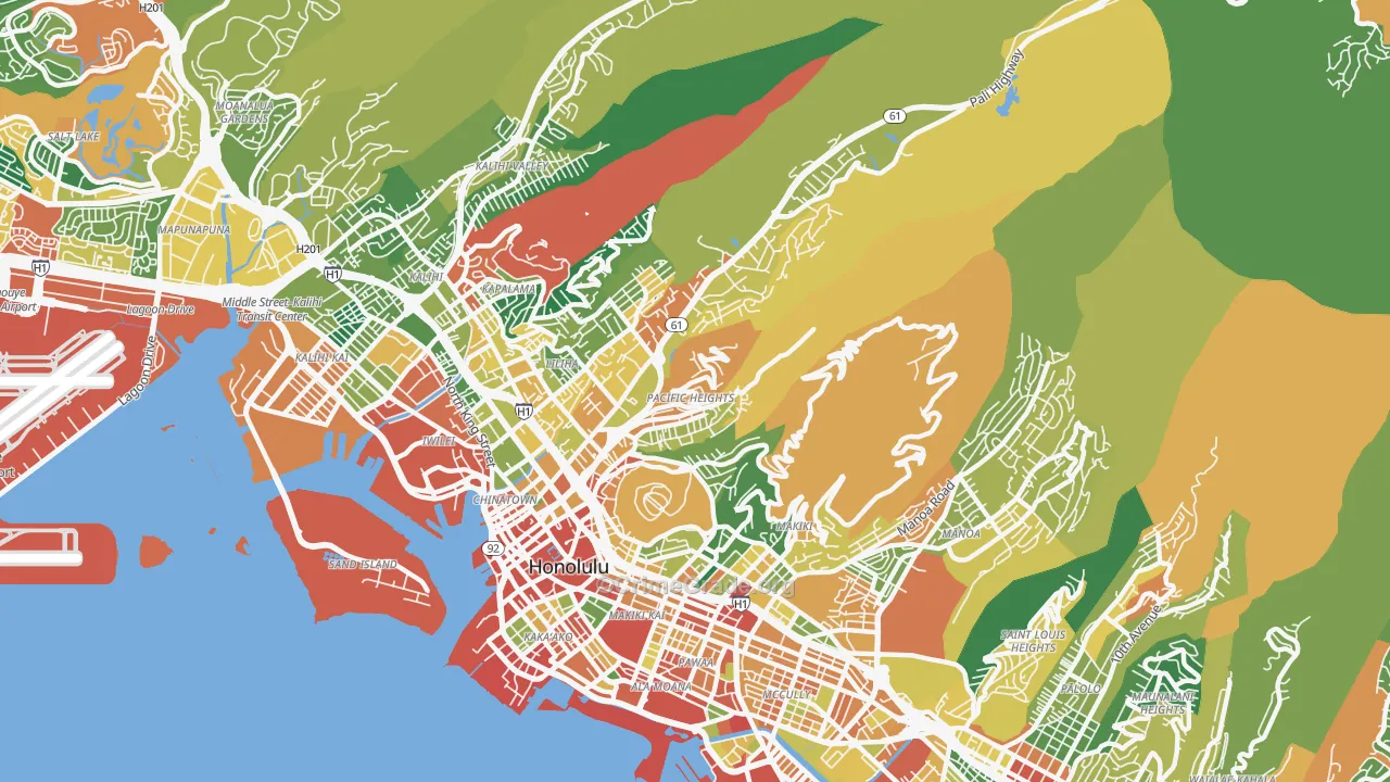 Nuuanu-Punchbowl, Honolulu, HI Map of Assault Rates