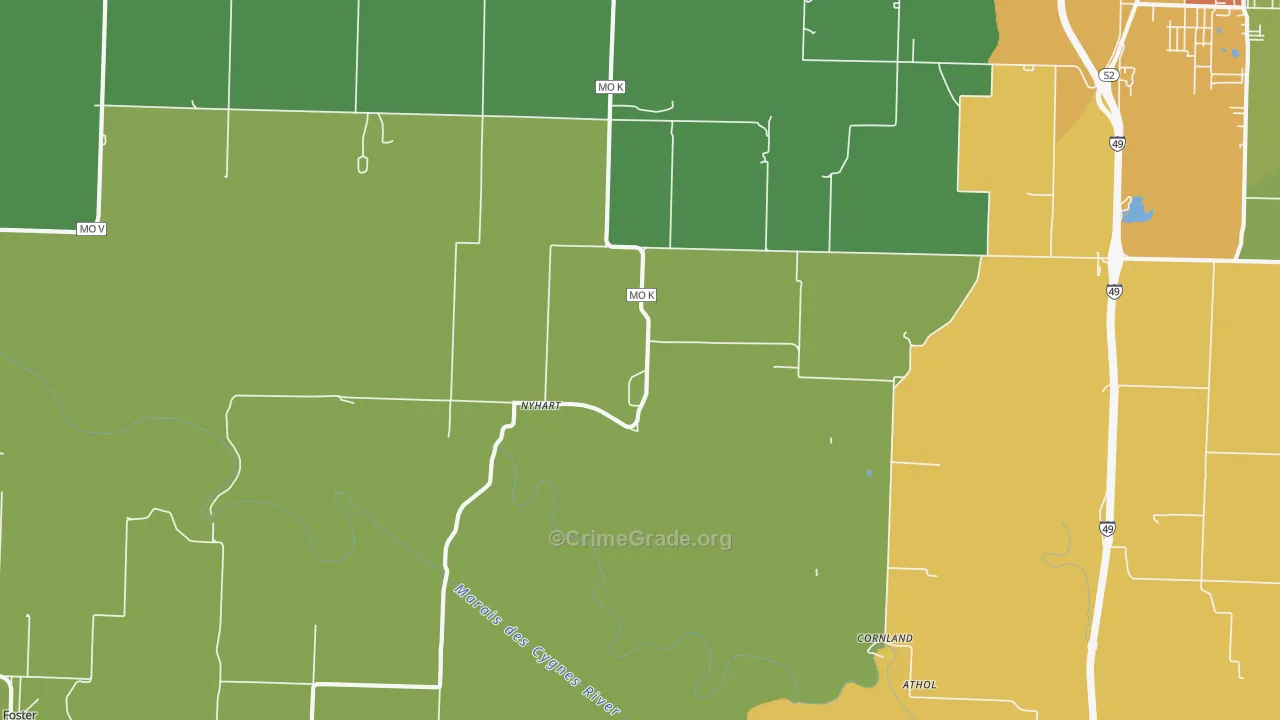 Nyhart, MO Map of Assault Rates