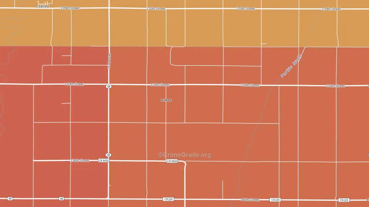 Nyman, IA Map of Assault Rates