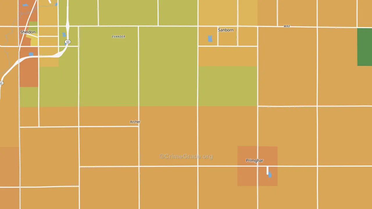 O'Brien County, IA Map of Assault Rates