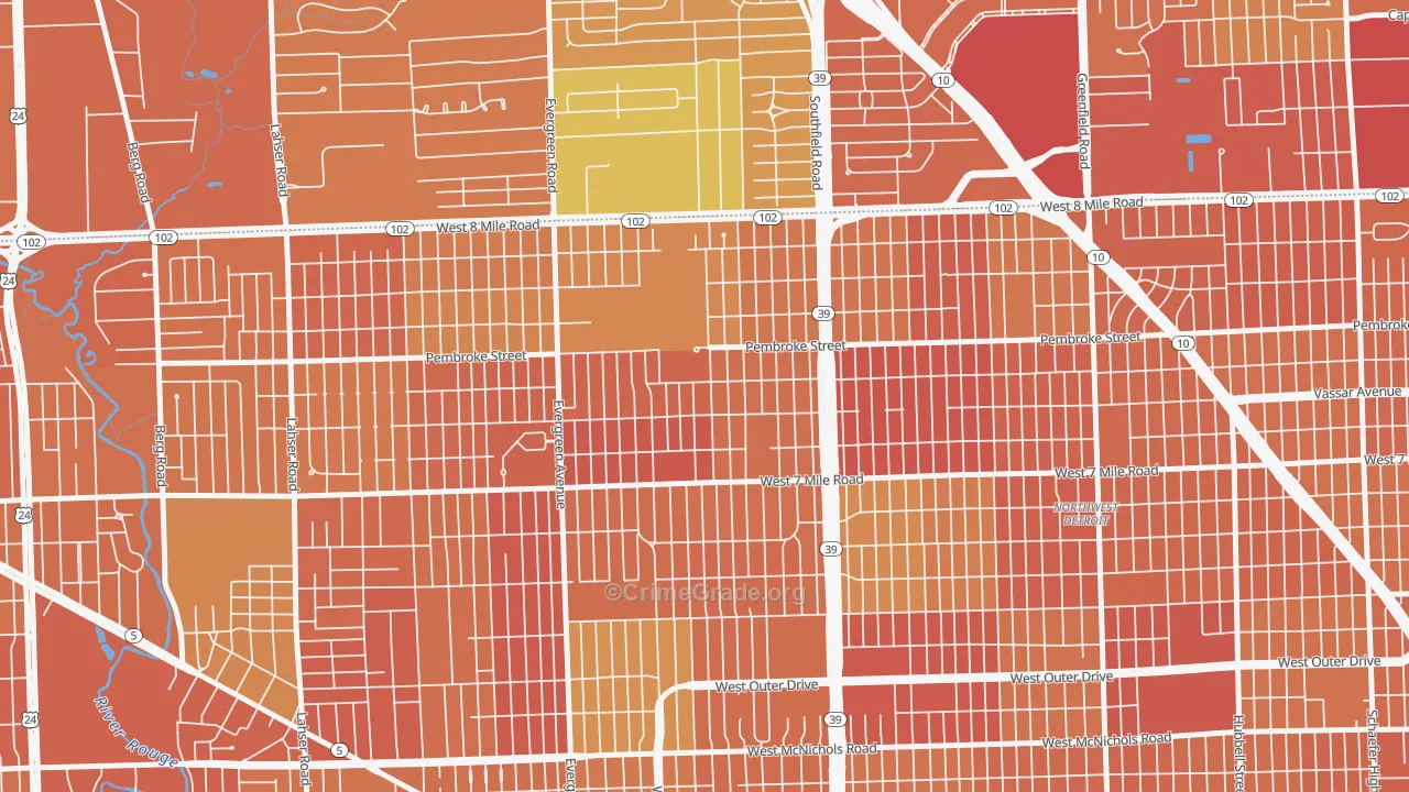 O Hair Park, Detroit, MI Map of Assault Rates