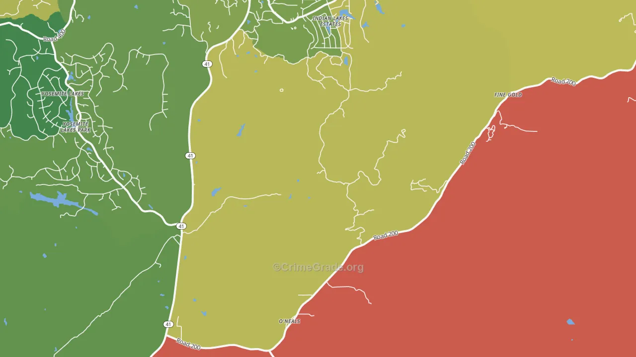 O'Neals, CA Map of Assault Rates