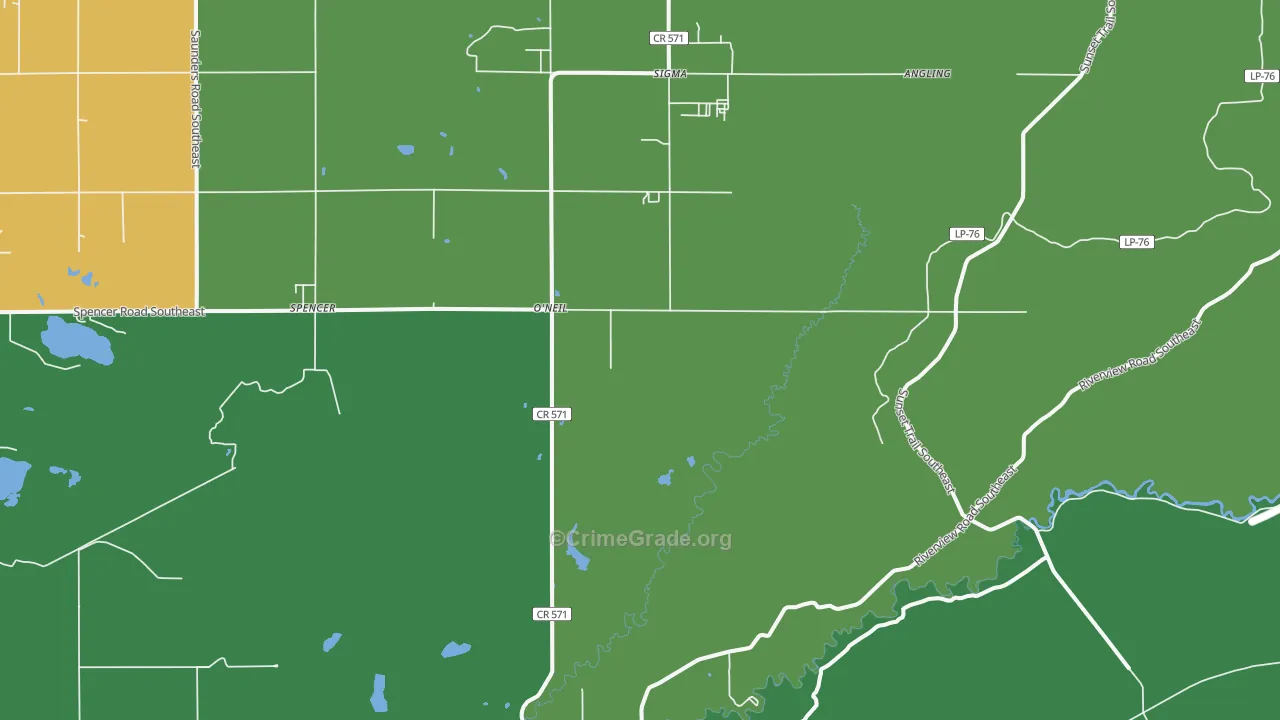 O'neil, MI Map of Assault Rates