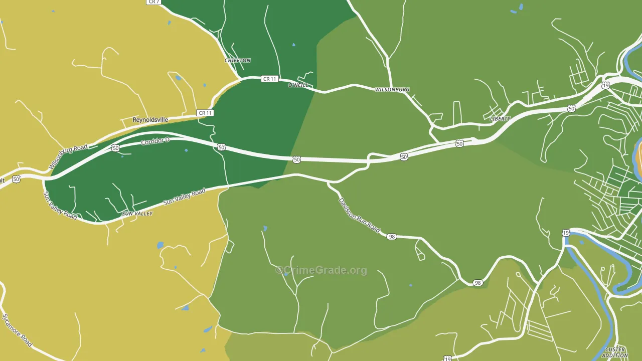 O'neil, WV Map of Assault Rates