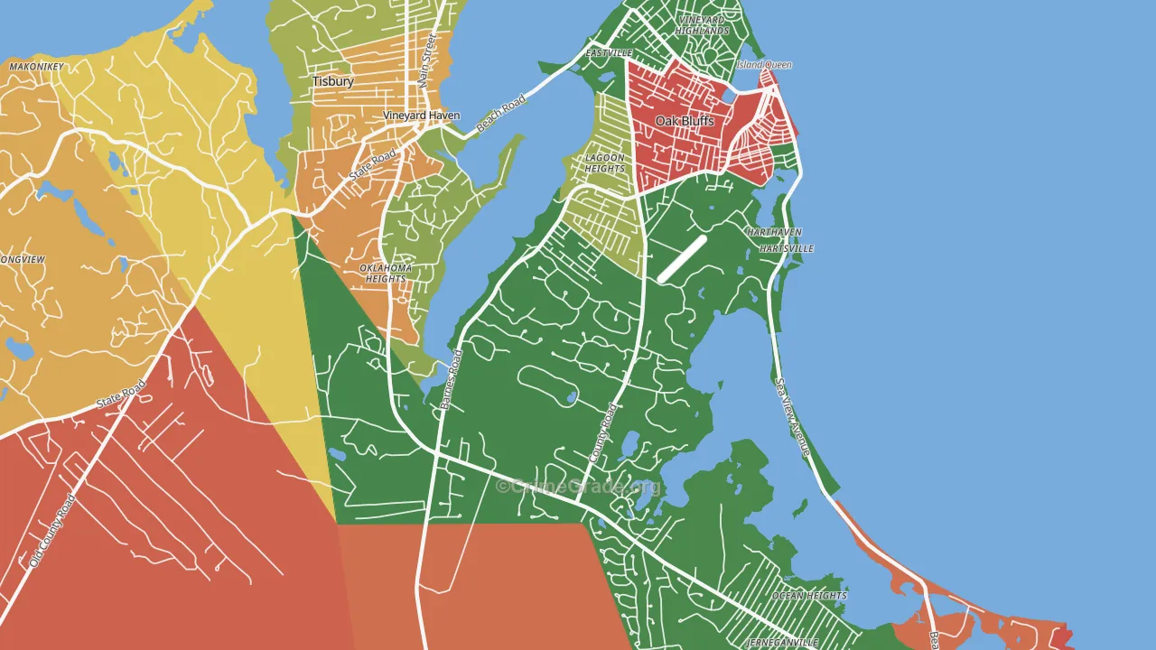 Oak Bluffs, MA Map of Assault Rates