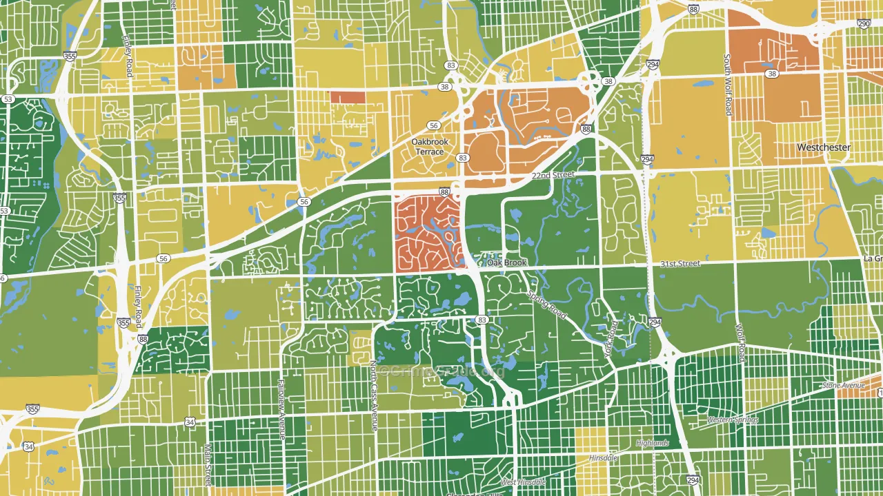Oak Brook, IL Map of Assault Rates