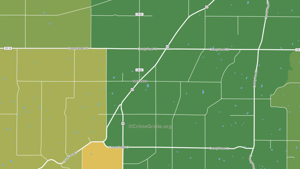 Oak Center, MN Map of Assault Rates