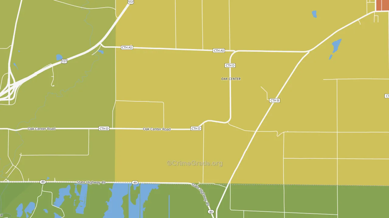 Oak Center, WI Map of Assault Rates