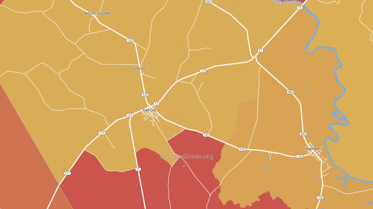 Oak City, NC Map of Assault Rates