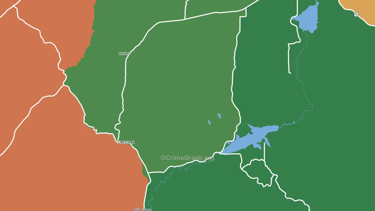 Oak Creek, CO Map of Assault Rates