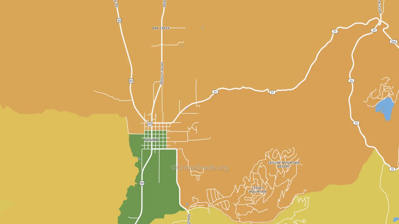 Oak Creek, UT Map of Assault Rates