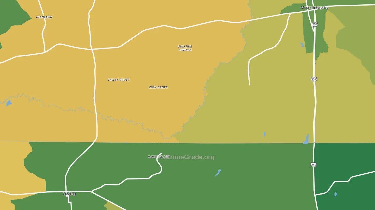 Oak Flat, TX Map of Assault Rates