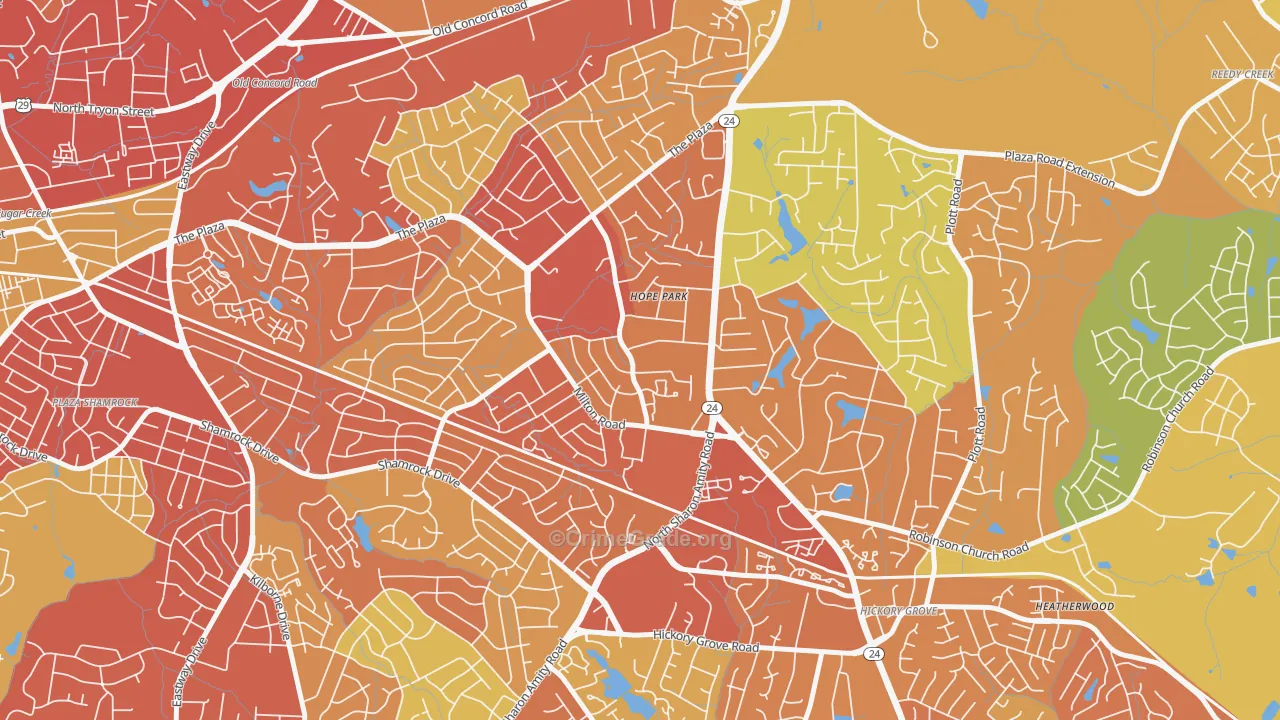 Oak Forest, Charlotte, NC Map of Assault Rates