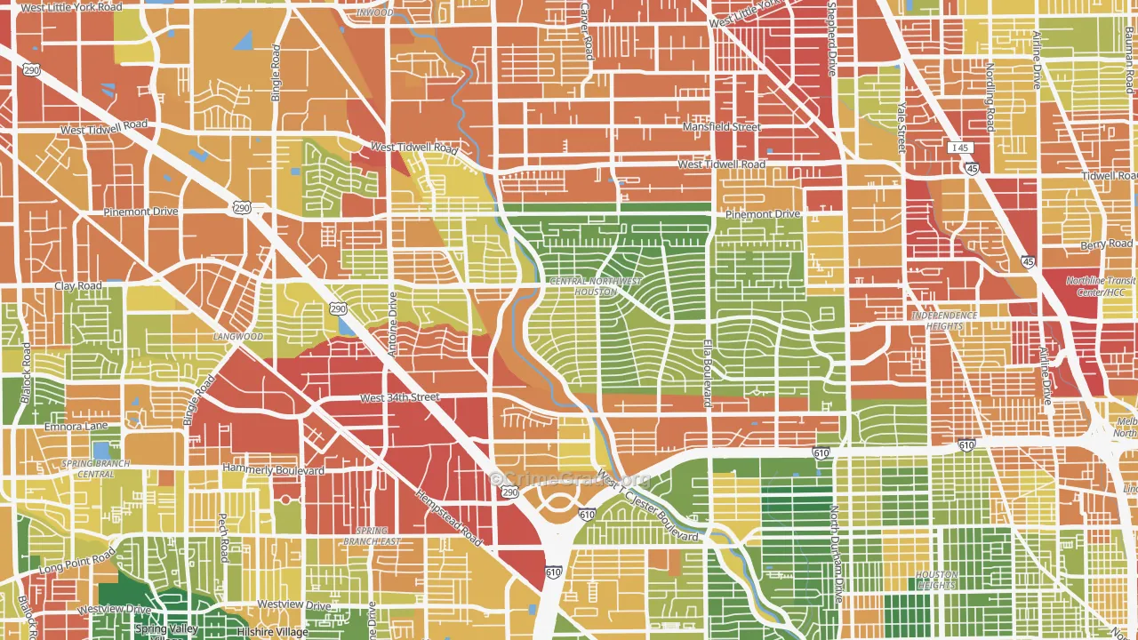 Oak Forest-Garden Oaks, Houston, TX Map of Assault Rates