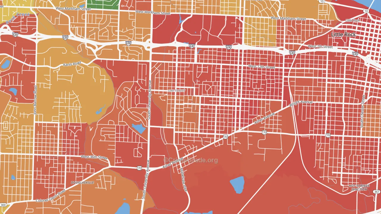 Oak Forest, Little Rock, AR Map of Assault Rates