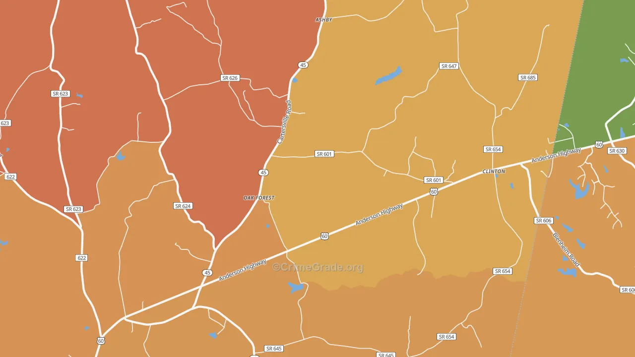 Oak Forest, VA Map of Assault Rates