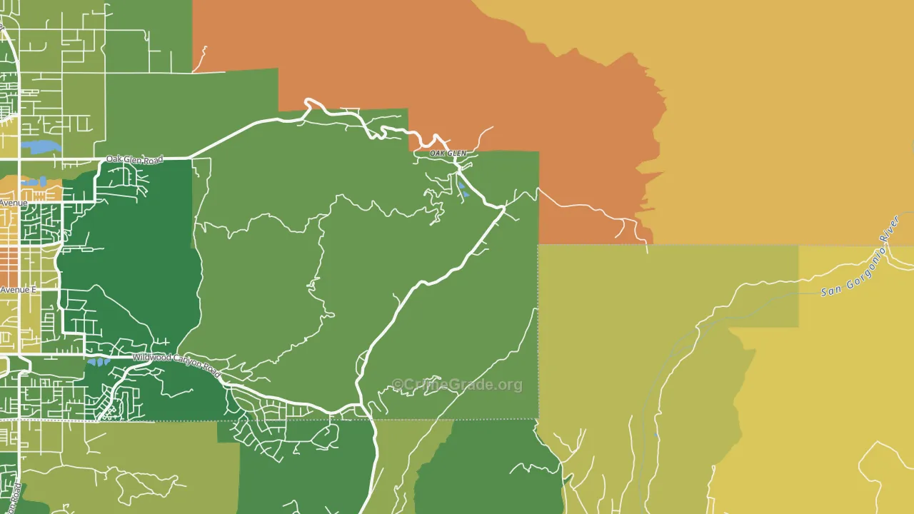 Oak Glen, CA Map of Assault Rates