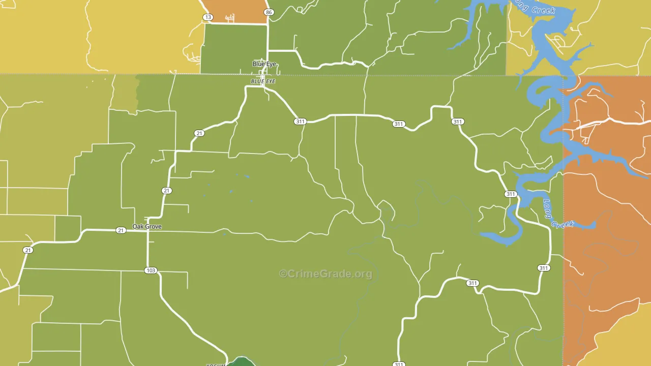 Oak Grove, AR Map of Assault Rates