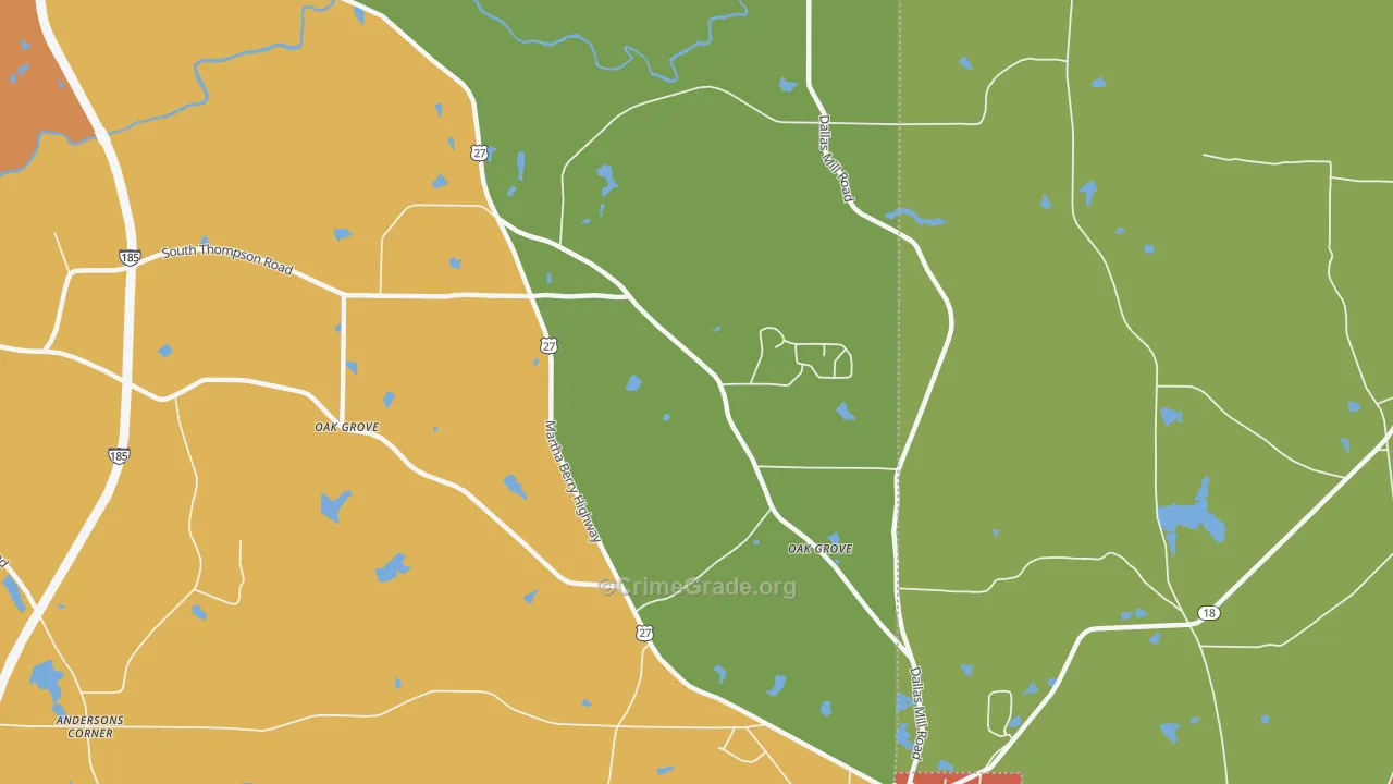 Oak Grove, GA Map of Assault Rates