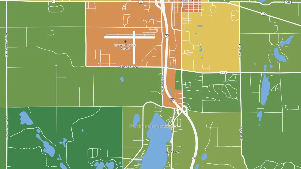 Oak Grove, MI Map of Assault Rates