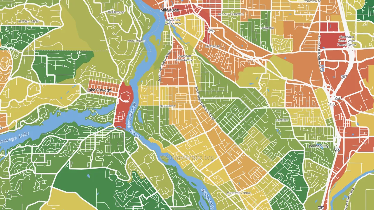 Oak Grove, OR Map of Assault Rates