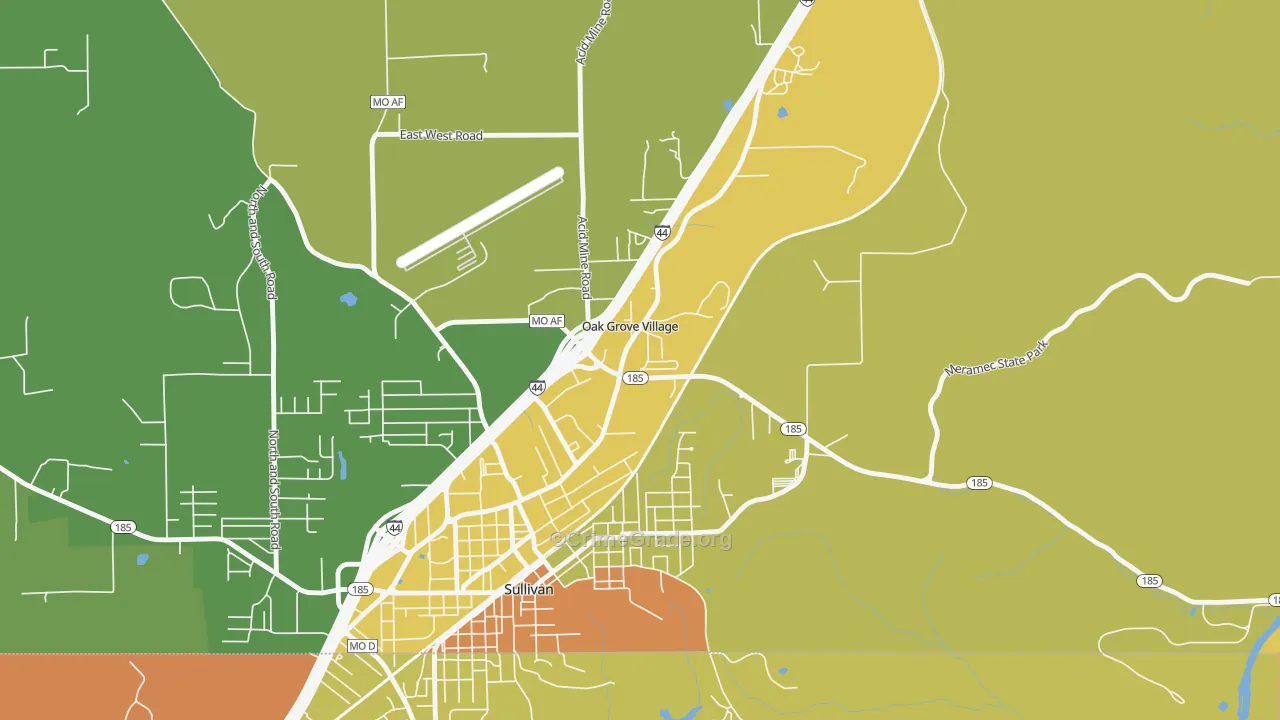 Oak Grove Village, MO Map of Assault Rates