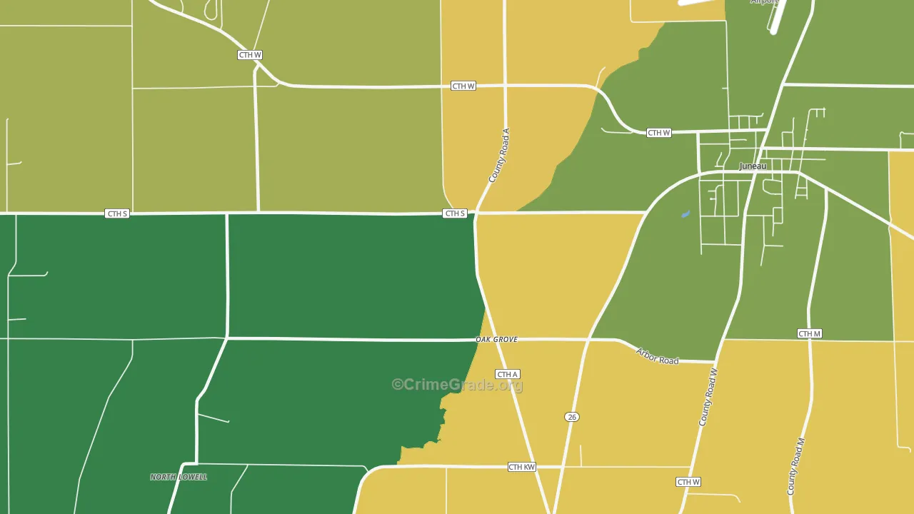 Oak Grove, WI Map of Assault Rates