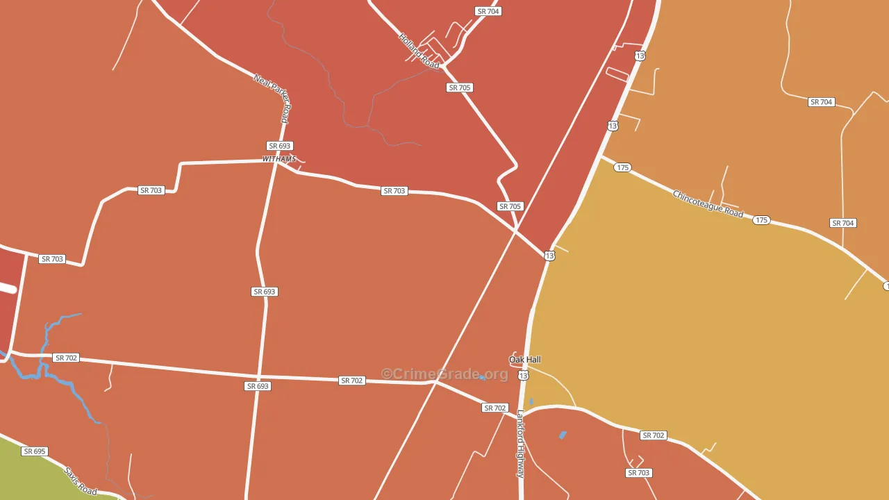 Oak Hall, VA Map of Assault Rates
