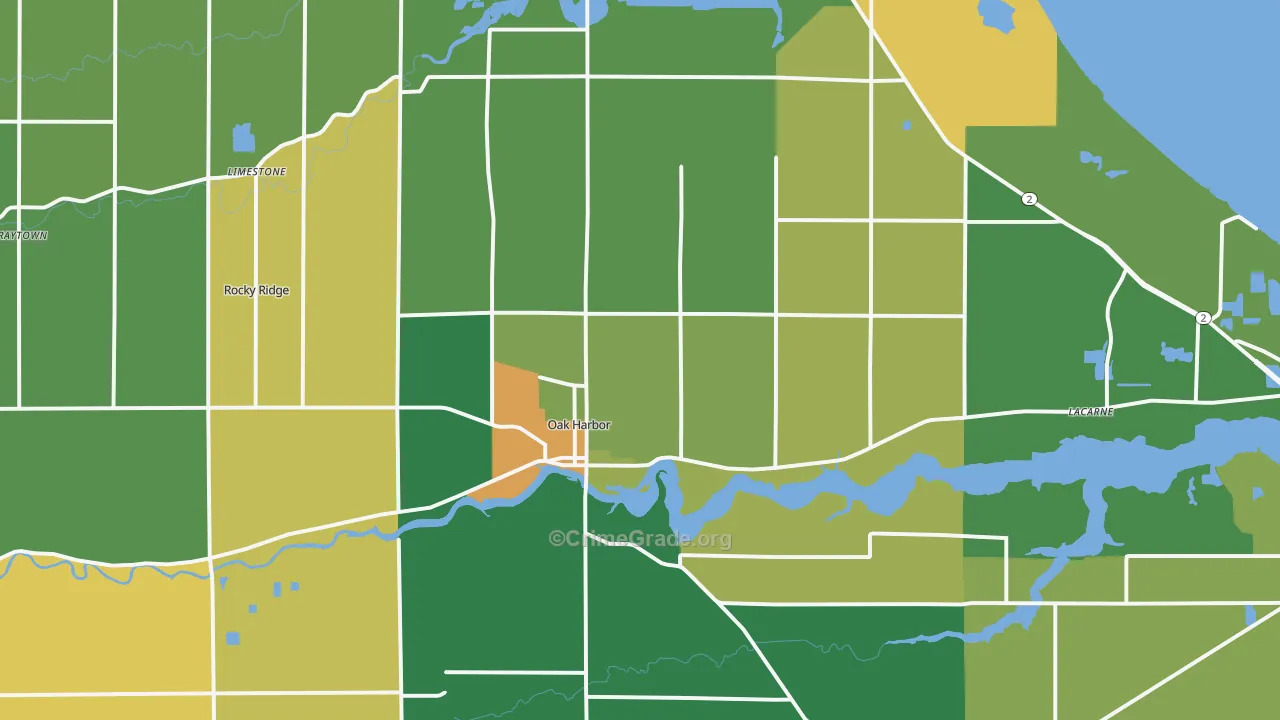 Oak Harbor, OH Map of Assault Rates
