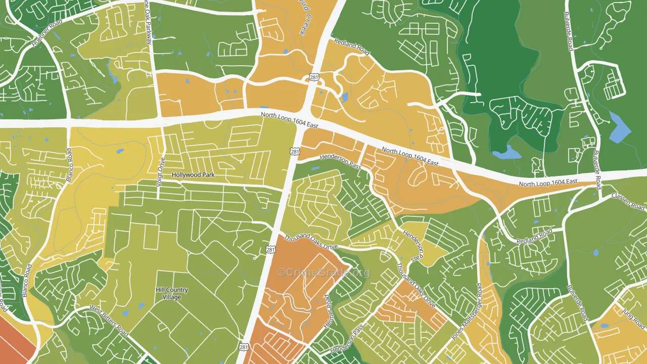 Oak Haven Heights, San Antonio, TX Map of Assault Rates