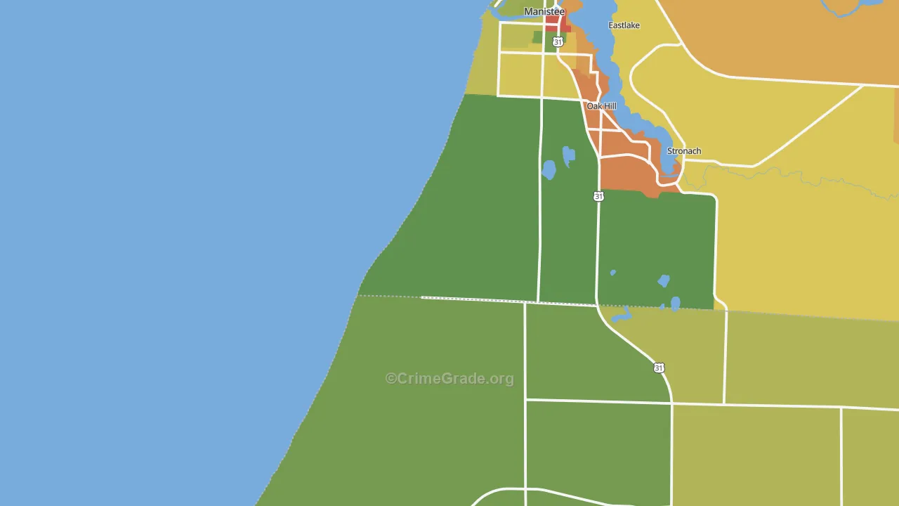 Oak Hill, MI Map of Assault Rates