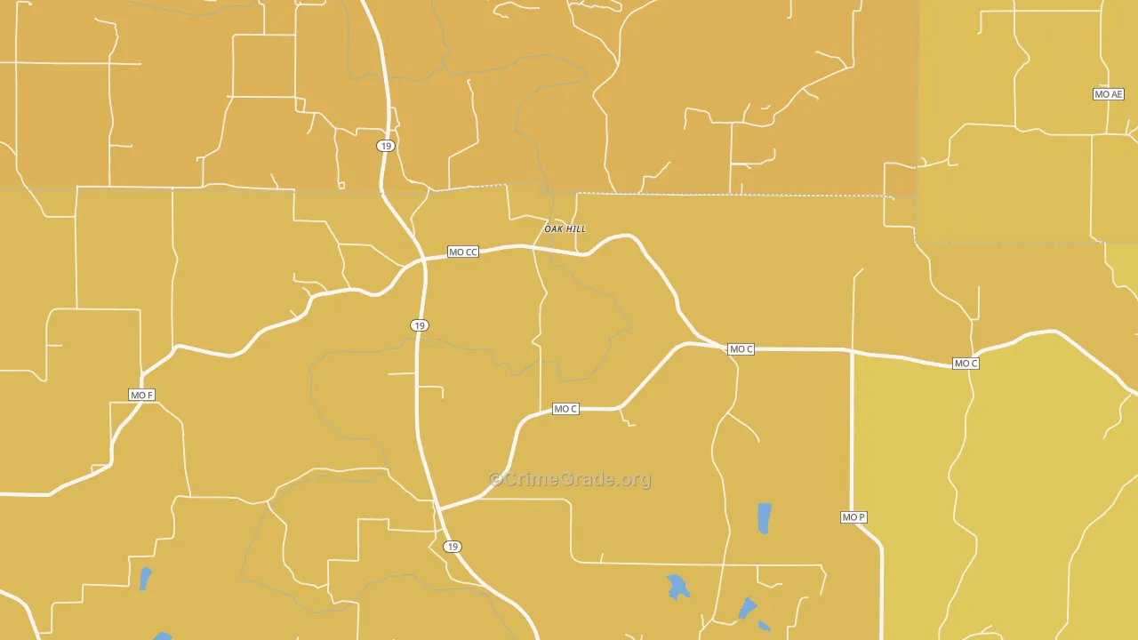 Oak Hill, MO Map of Assault Rates