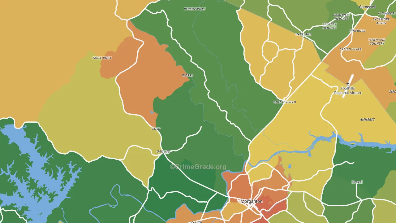Oak Hill, NC Map of Assault Rates