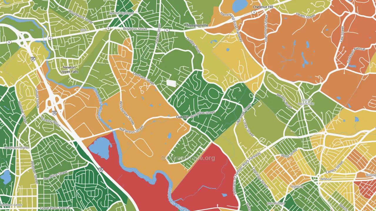 Oak Hill, Newton Center, MA Map of Assault Rates