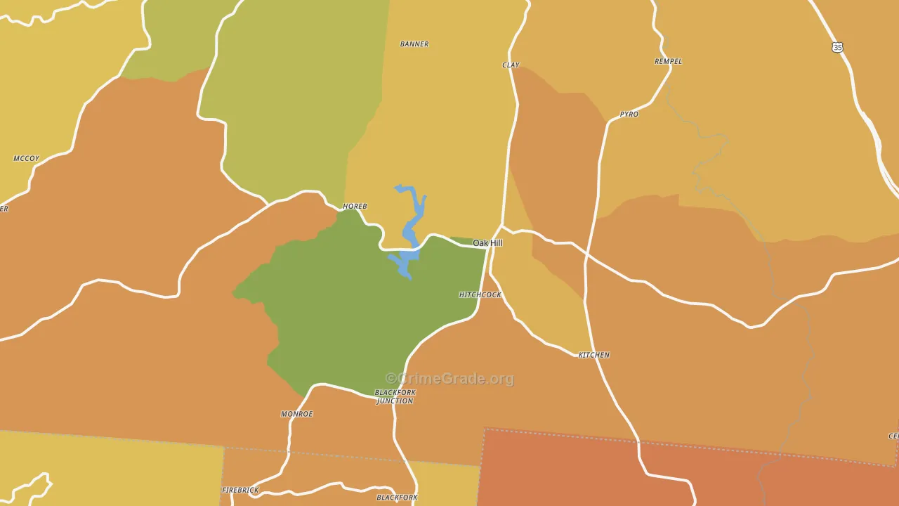 Oak Hill, OH Map of Assault Rates