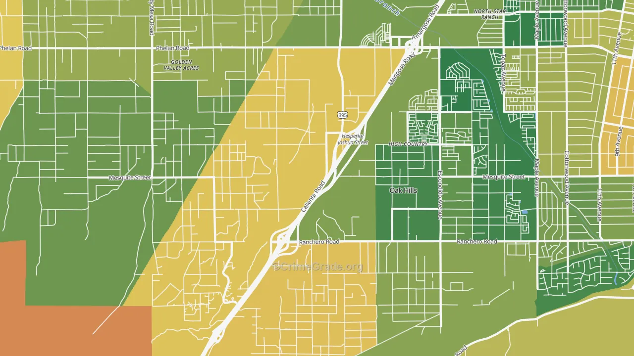 Oak Hills, CA Map of Assault Rates