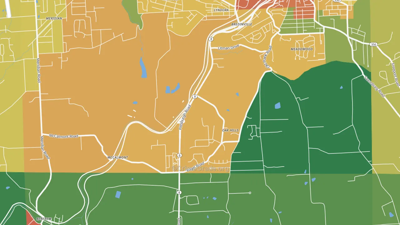 Oak Hills, PA Map of Assault Rates