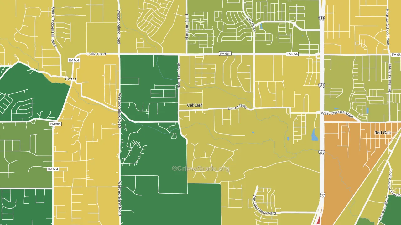 Oak Leaf, TX Map of Assault Rates