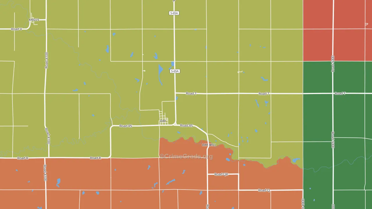 Oak, NE Map of Assault Rates