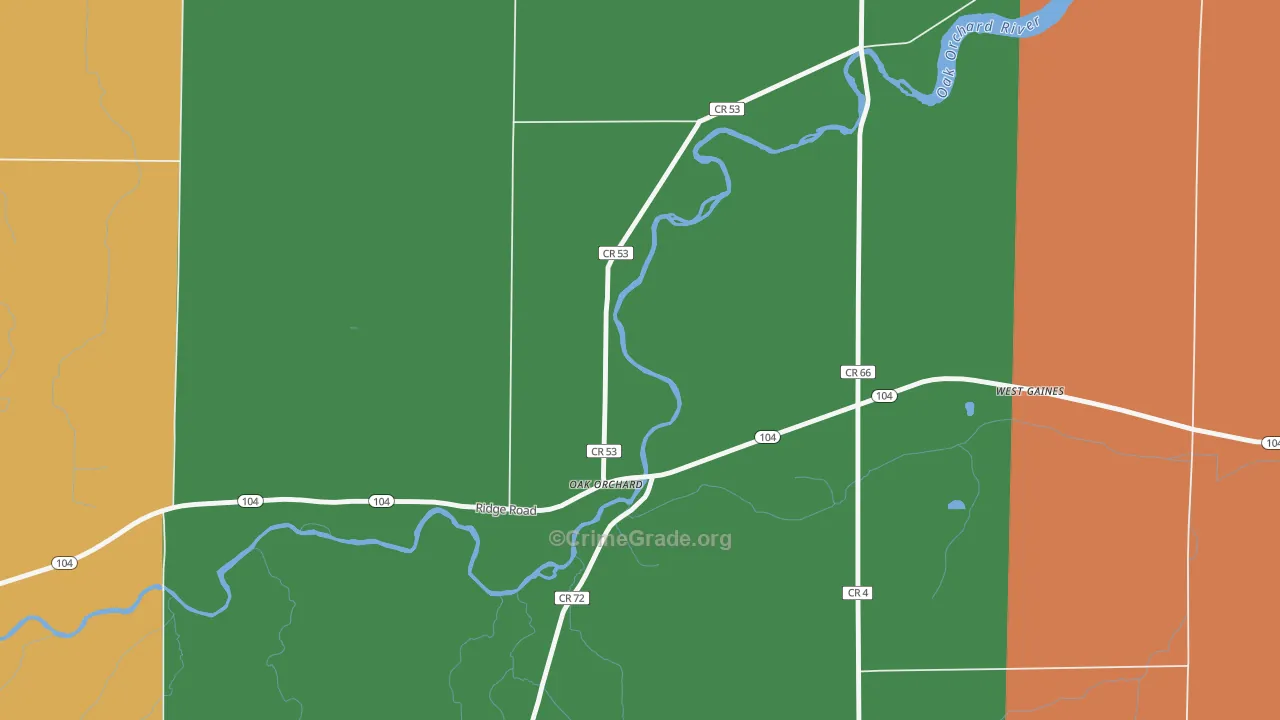 Oak Orchard, NY Map of Assault Rates