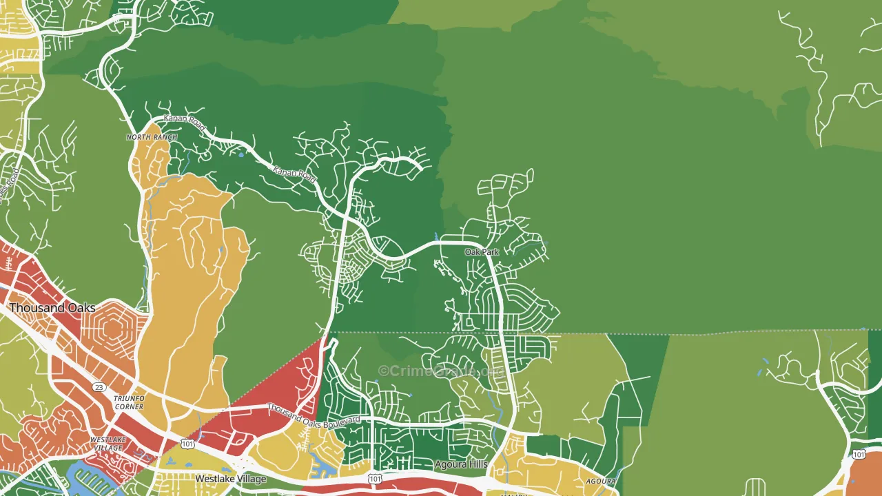 Oak Park, CA Map of Assault Rates