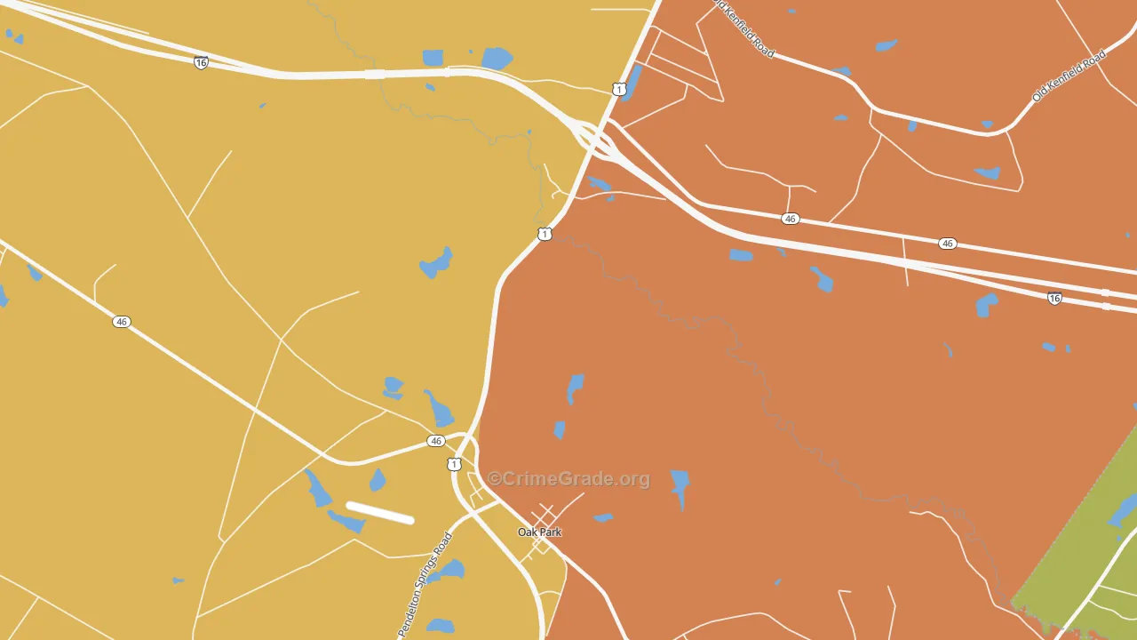 Oak Park, GA Map of Assault Rates