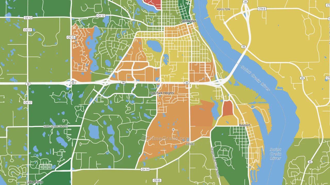 Oak Park Heights, MN Map of Assault Rates
