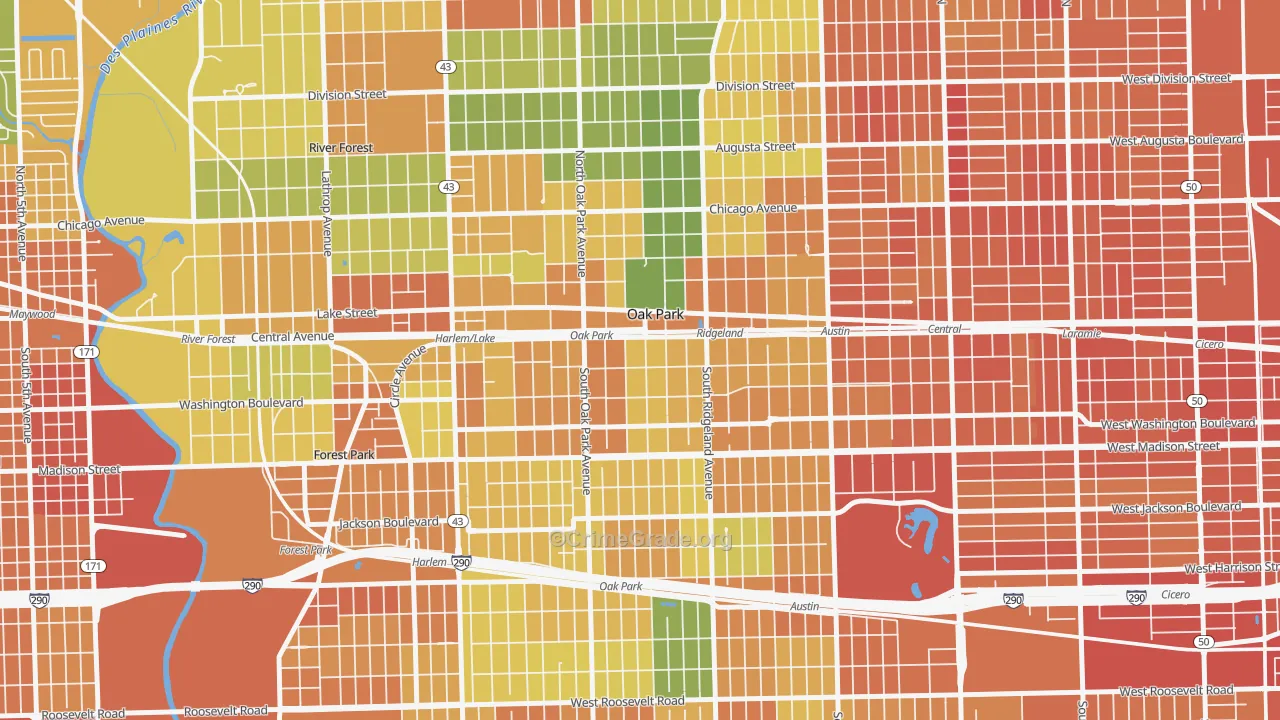 Oak Park, IL Map of Assault Rates
