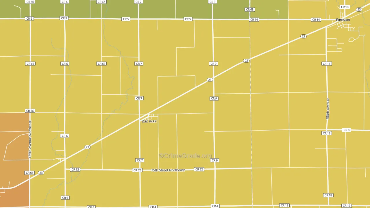 Oak Park, MN Map of Assault Rates