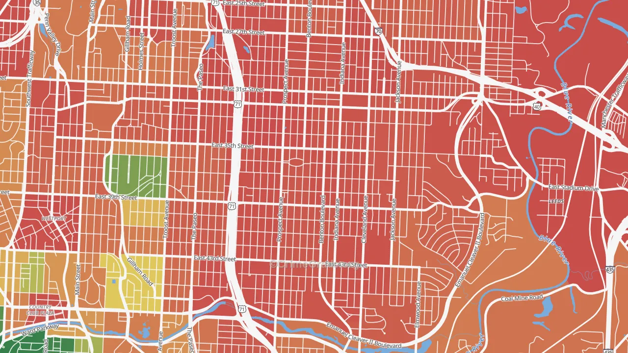 Oak Park Northwest, Kansas City, MO Map of Assault Rates