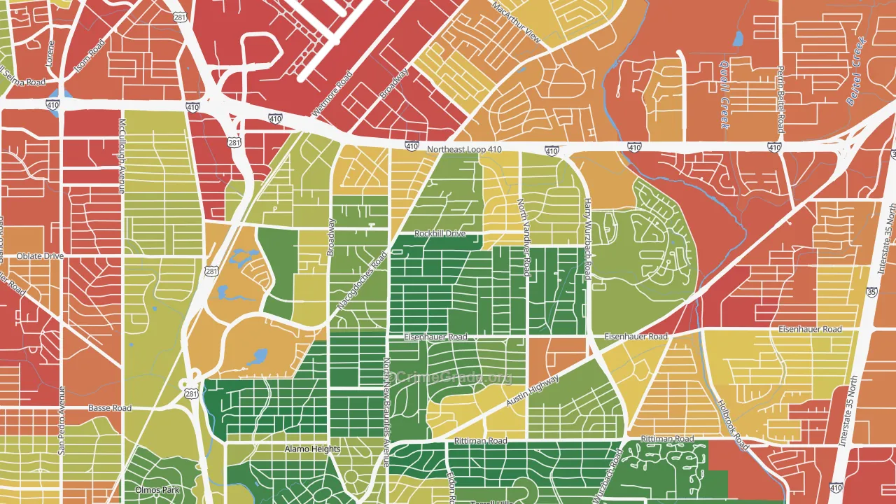 Oak Park-Northwood, San Antonio, TX Map of Assault Rates